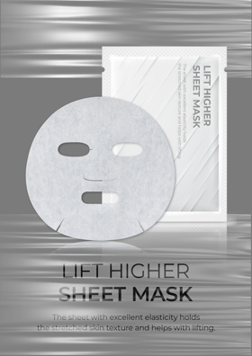 The sheet with excellent elasticity holds the stretched skin texture and helps with lifting.