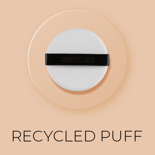 Puff to apply powder, made of recycled fabric